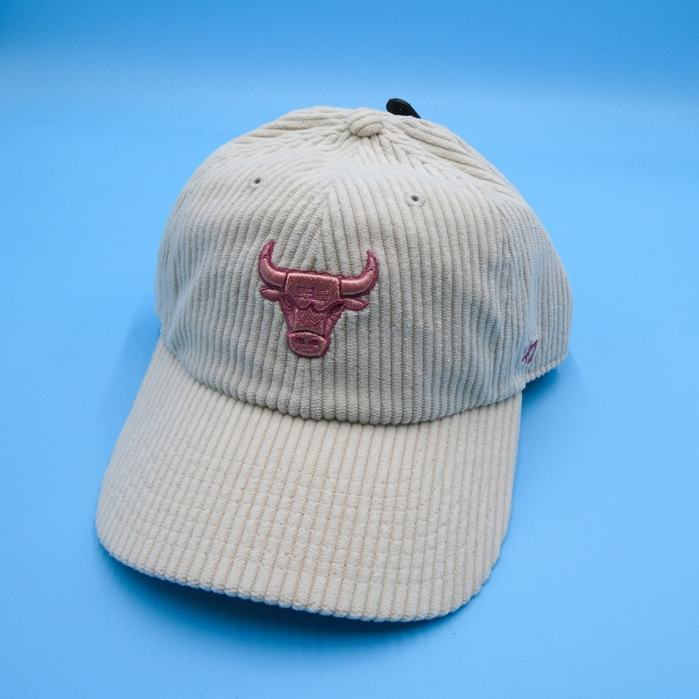 '47 Brand Hat Women One Size Clean Up Chicago Bulls Cream Pink Corduroy NBA